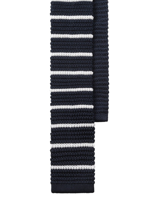 The Navy x White linen Necktie