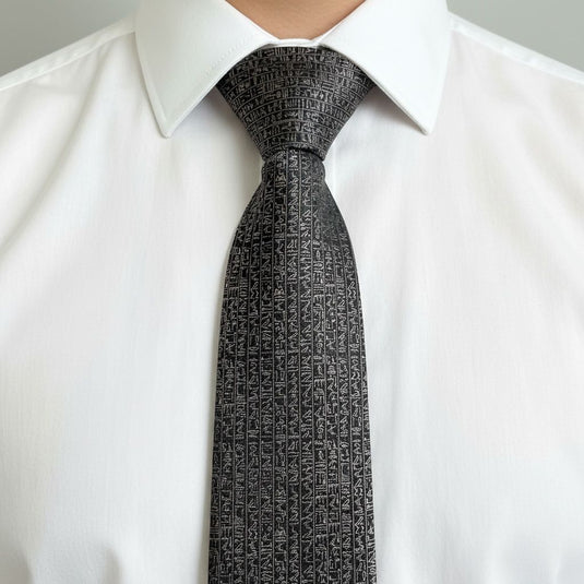 BLACK PHARAONIC LETTERS NECKTIE