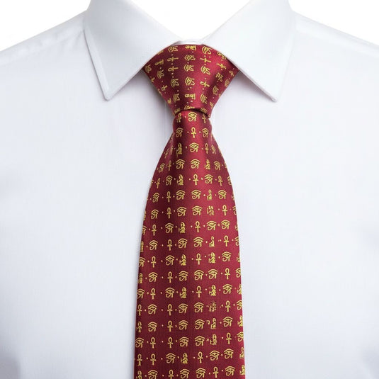 RED PHARAONIC SYMBOLS NECKTIE