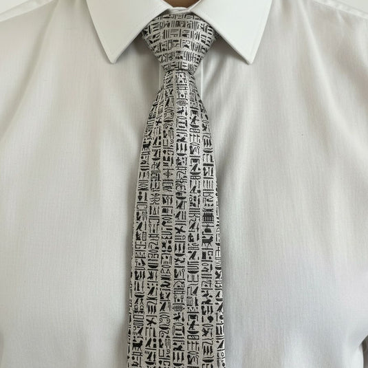 SILVER PHARAONIC LETTERS NECKTIE