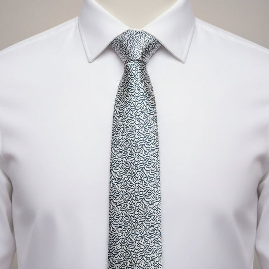 SILVER ARABIC LETTERS NECKTIE