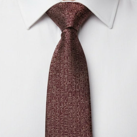 MAROON PHARAONIC LETTERS NECKTIE